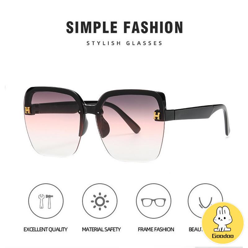 Kacamata Hitam Tanpa Bingkai Bentuk Persegi Untuk Pria Dan Wanita Fashion Korea -Doo