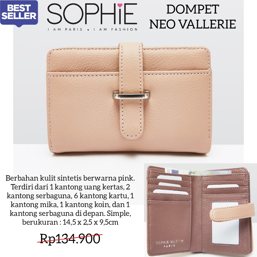 DOMPET NEO VALLERIE SOPHIE MARTIN PARIS PROMO DOMPET LIPAT WANITA DOMPET UANG ORI PINK WALLET