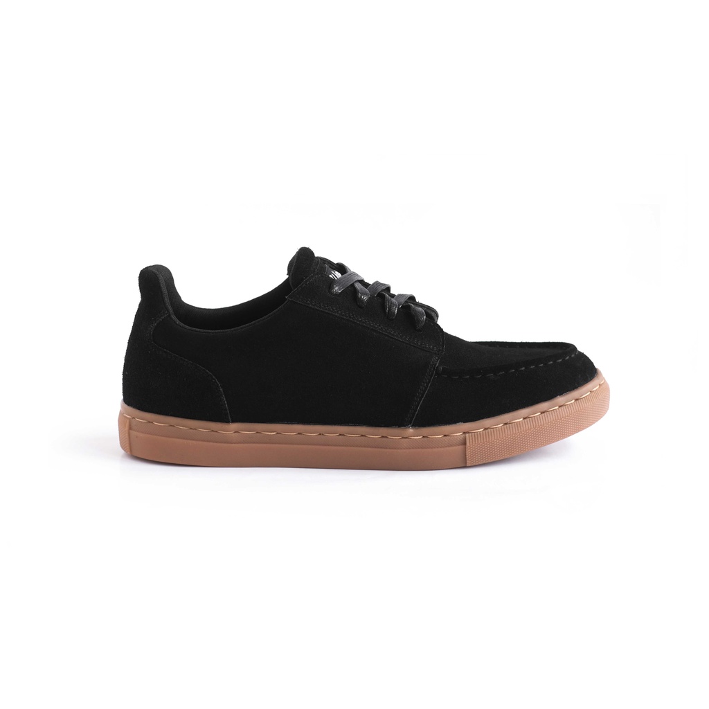 Sepatu Sneakers Kulit - Winshor - Denver - Black Suede Gum