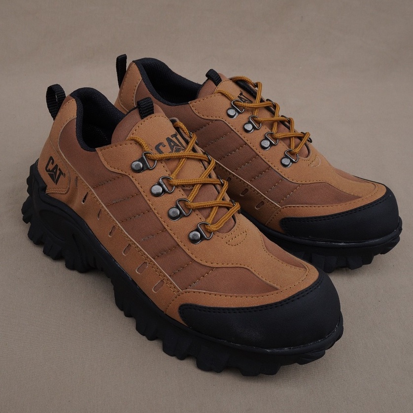 MS - Sepatu Keren Murah Pria Caterpillar Buldozer Hitam Low Boots Pendek Safety Ujung Besi Kerja Cowok