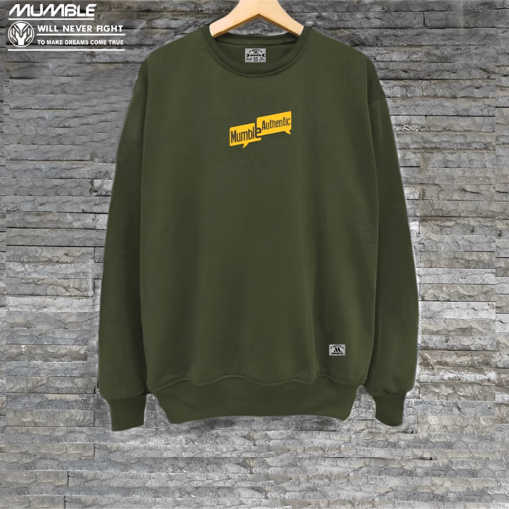 Sweater Oblong Laki Katun Flecee Tebal Hijau Army Premium Distro Higt Quality