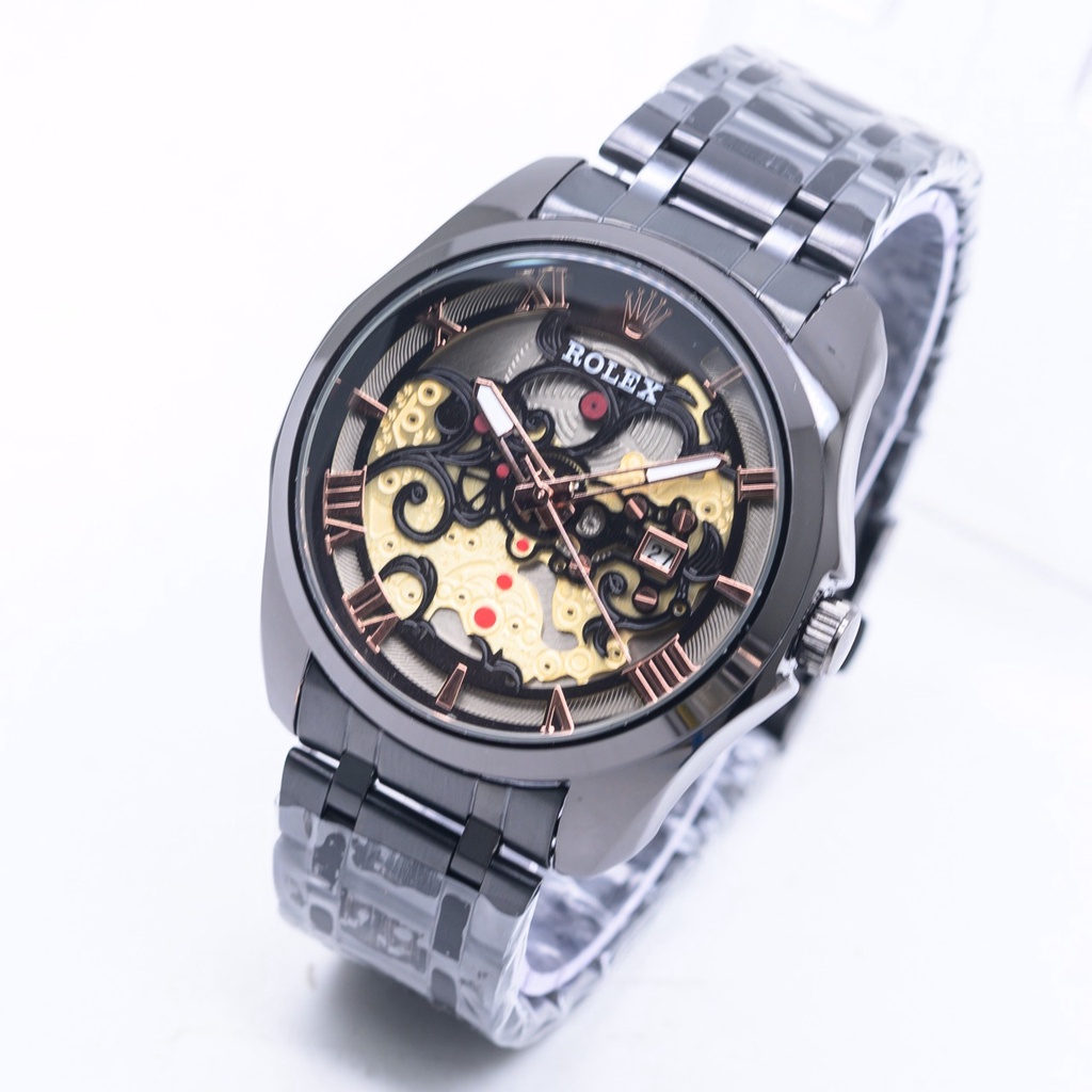 Grosiran Jam Tangan Pria Rolex 4757HB Analog Strap Stainless Steel Tanggal Aktif Free Box Jam Tangan dan Baterai Cadangan