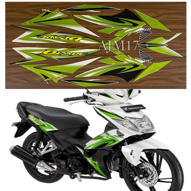 STIKER STRIPING MOTOR BLADE 2010 PUTIH HIJAU