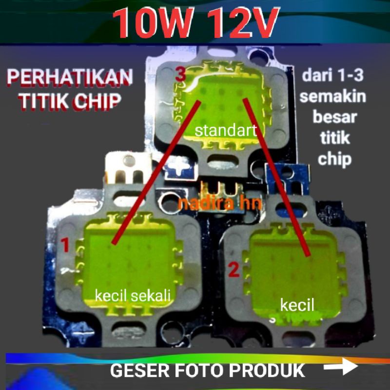 Led 10W 12v mata titik standar dan titik kecil / hpl chip super terang 10 watt lampu sorot lampu pju