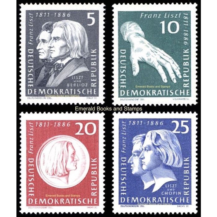 

Dijual Germany Ddr - 1961 Liszt Belioz Chopin Anniv Stamp Set . Gilaa!!!