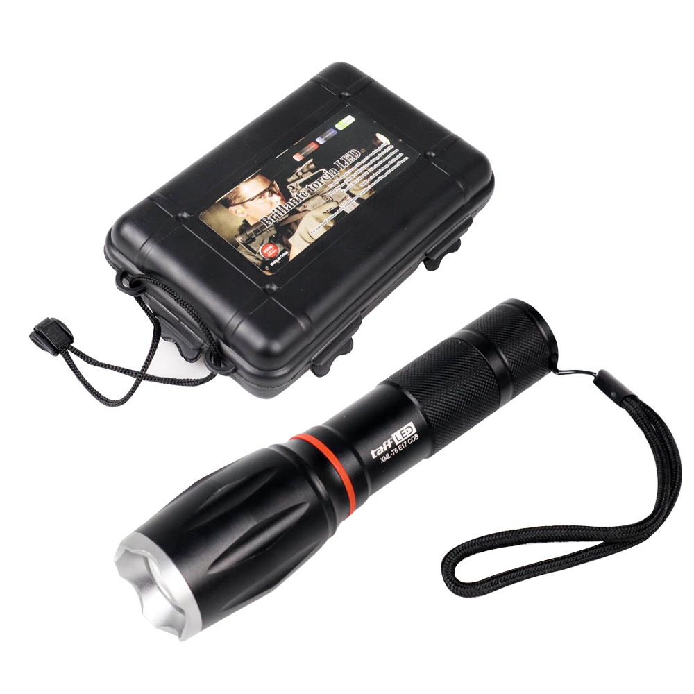 Paket Senter LED Torch Cree XM-L T6 8000 Lumens + Baterai + Charger + Box - E17 COB - TFFL04BK Black