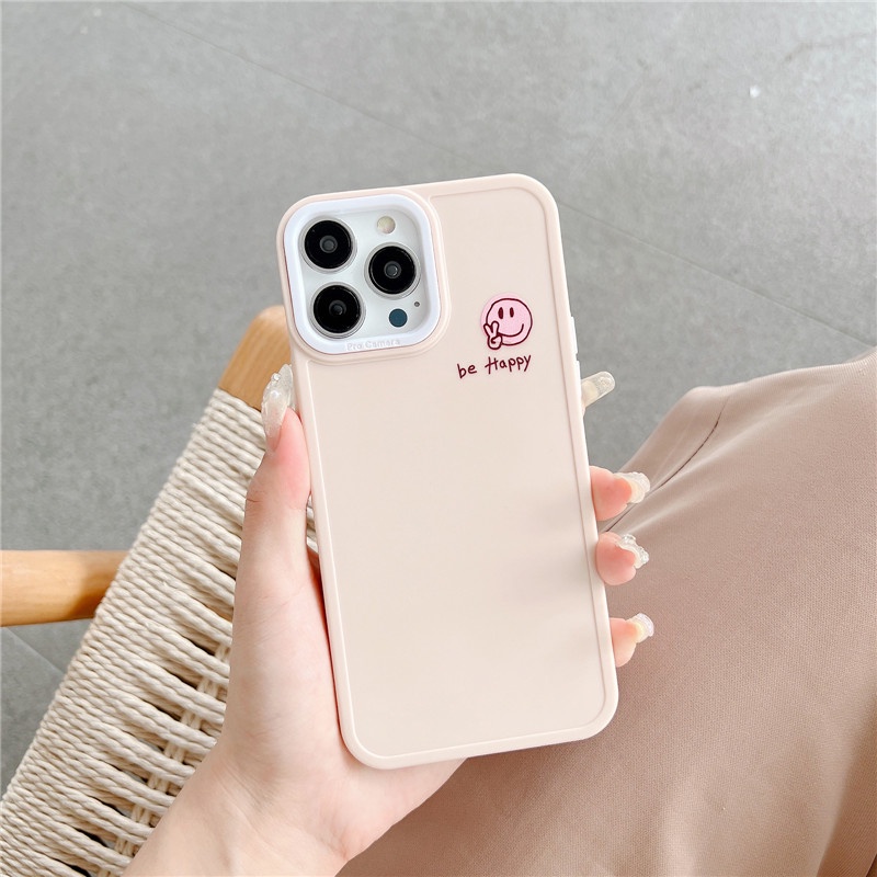 Soft Case Bahan Silikon TPU Warna Permen Desain Kartun Smiling Face Untuk IPhone 14 13 12 11 Pro Max