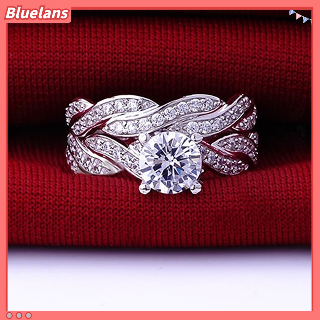 Bluelans 2Pcs Women Ring Cross Design Decorative Jewelry Accessories Rhinestone Inlaid Ring