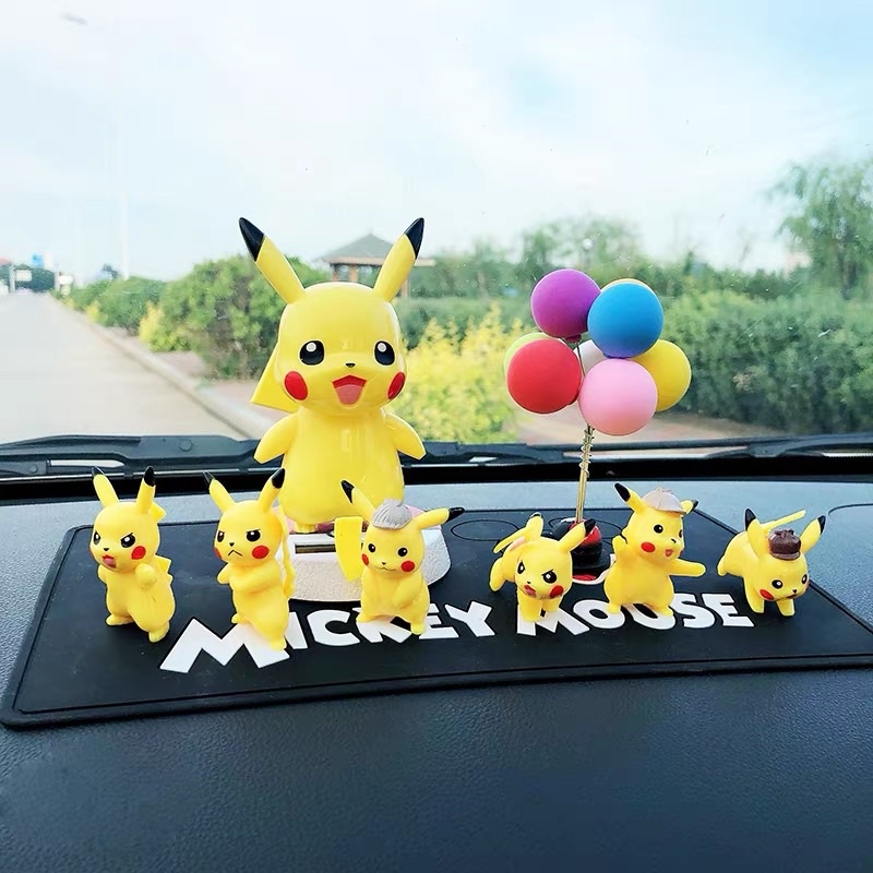 hiasan dashboard mobil pikachu satuan Boneka satuan Pajangan Hiasan Figure Figurin Bobble Head Goyang Dashboard Mobil Kue Cake Topper Pikachu Pokemon