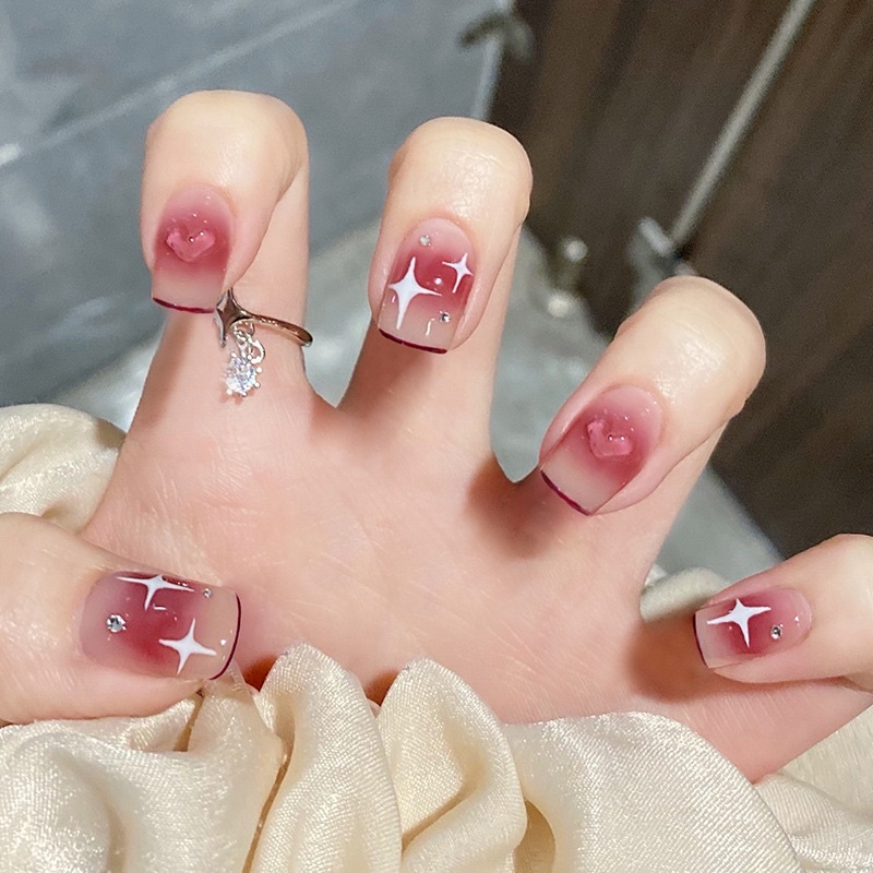 Kuku Palsu 【B32，lem cair】Nikah kuku Wedding False Nailart Pengantin Tangan