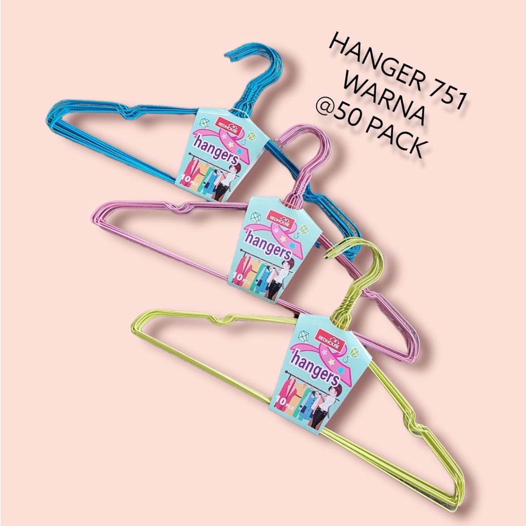 HANGER BAHAN STAINLESS STEEL COATING ANTI KARAT ISI 10 PCS / GANTUNGAN BAJU STAINLESS LAPIS PLASTIK 