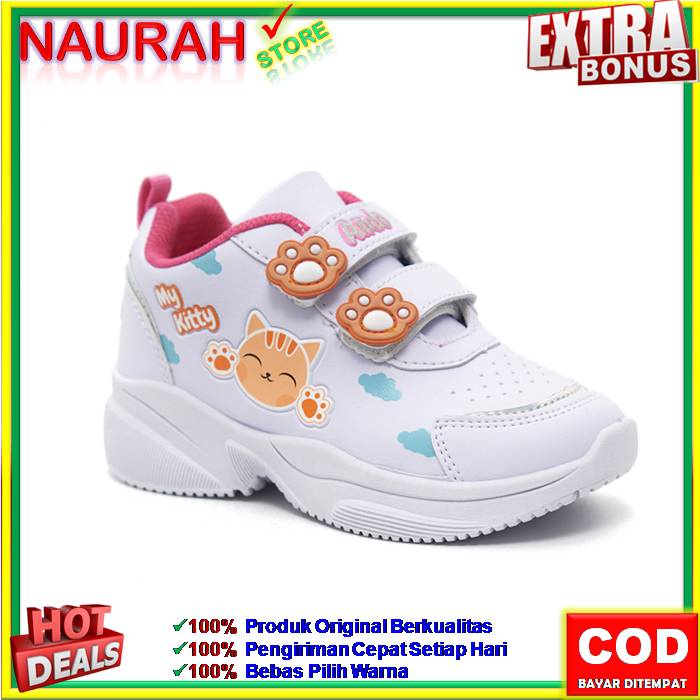 SEPATU ANDO MIAW 100% ORIGINAL SNEAKERS ANAK KARAKTER KUCING CAT MODEL PEREKAT VELCRO TERBARU 2020