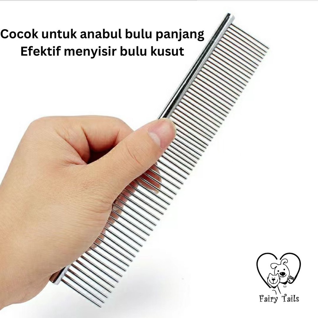 [Big Size] Sisir Grooming Untuk Anabul Kucing Anjing Sikat Bulu Panjang Bahan Stainless Steel Premium / Pet Hair Comb