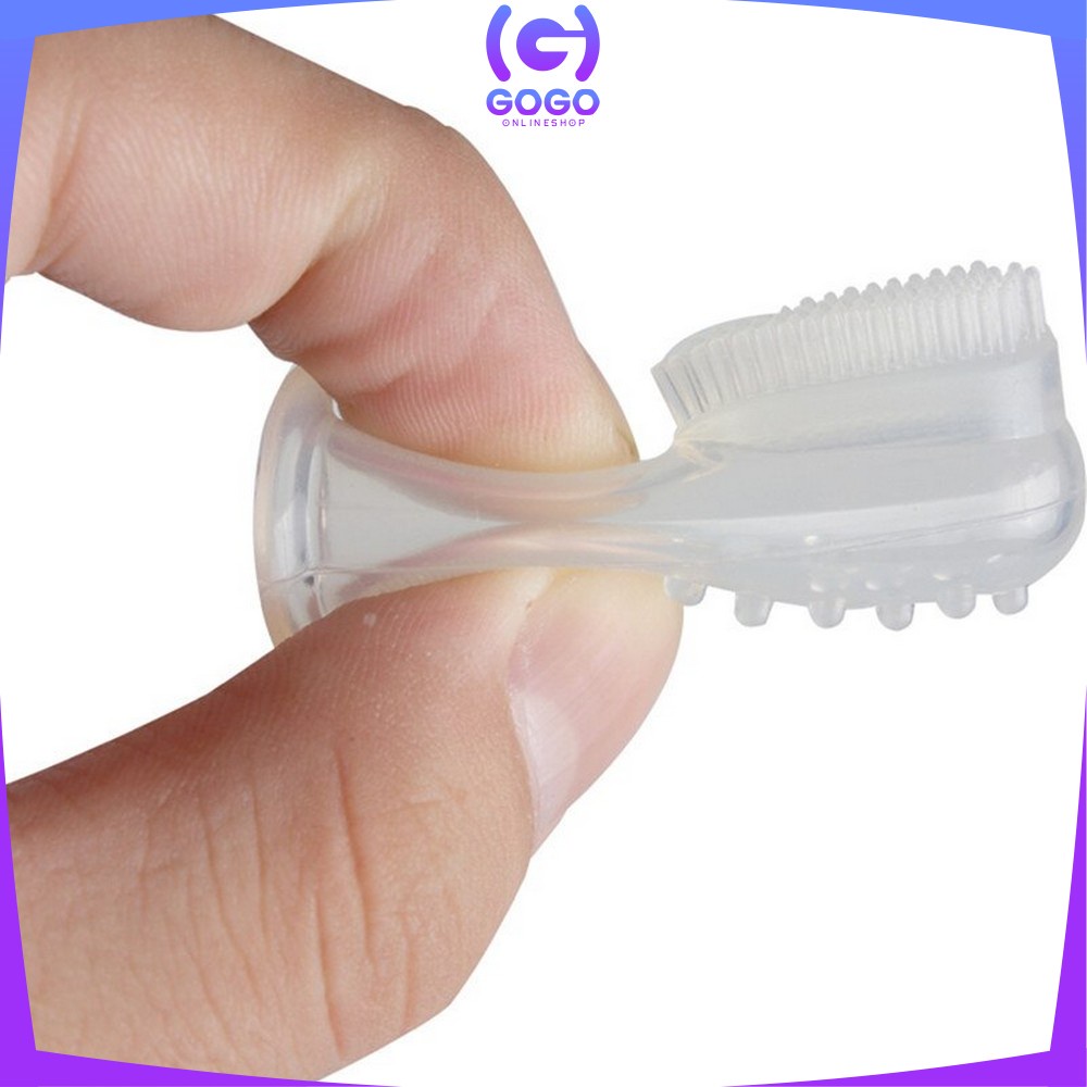 GOGO-C41 Sikat Gigi Jari Bayi Bahan Silikon Lembut Pack OPP Pembersih Gigi Newborn Finger Toothbrush