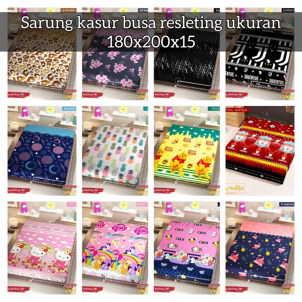 SARUNG KASUR BUSA RESLETING UKURAN 180X200X15 CM MERK MONALISA / SPREI RESLETING UKURAN 180X200X15 C