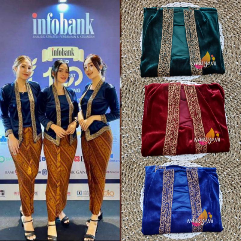 Kebaya Kutubaru - Bordir Cantik / On ModeL Warna Navy