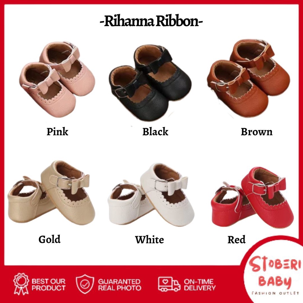 PUNCAK 3.3 stoberi baby - PREWALKER Sepatu Anak Bayi Baby Shoes Sandal Casual Socks Anti Slip Bahan Import / RIHANNA RIBBON