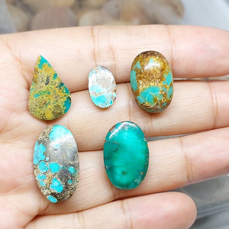 borongan murah 5pcs pirus persia urat murah biru hijaj emas