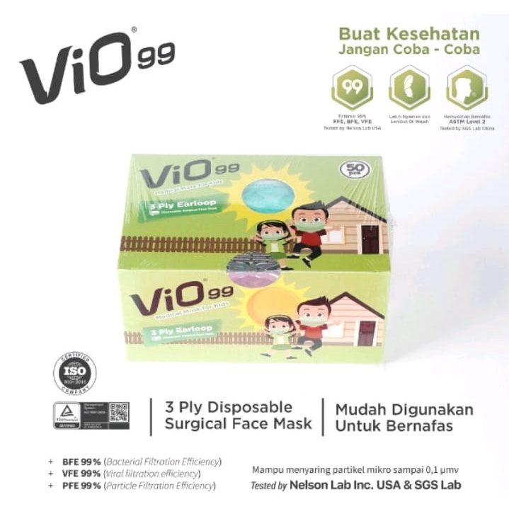 Vio Kids Mask - Masker Anak Vio 99 Masker Medis 3 Ply Lulus Bfe Pfe Vfe