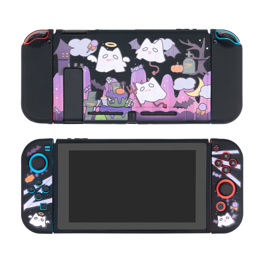 Hard Case Pelindung Joy-Con Nintendo Switch V1 V2 Bahan Silica Gel Motif Hantu Halloween