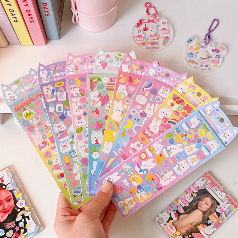 

Stiker Bling-Bling Aesthetic Karakter Kelinci Lucu Deco Scrapbook/Diary/Journal/Photo Card/HP/Laptop/Tumbler