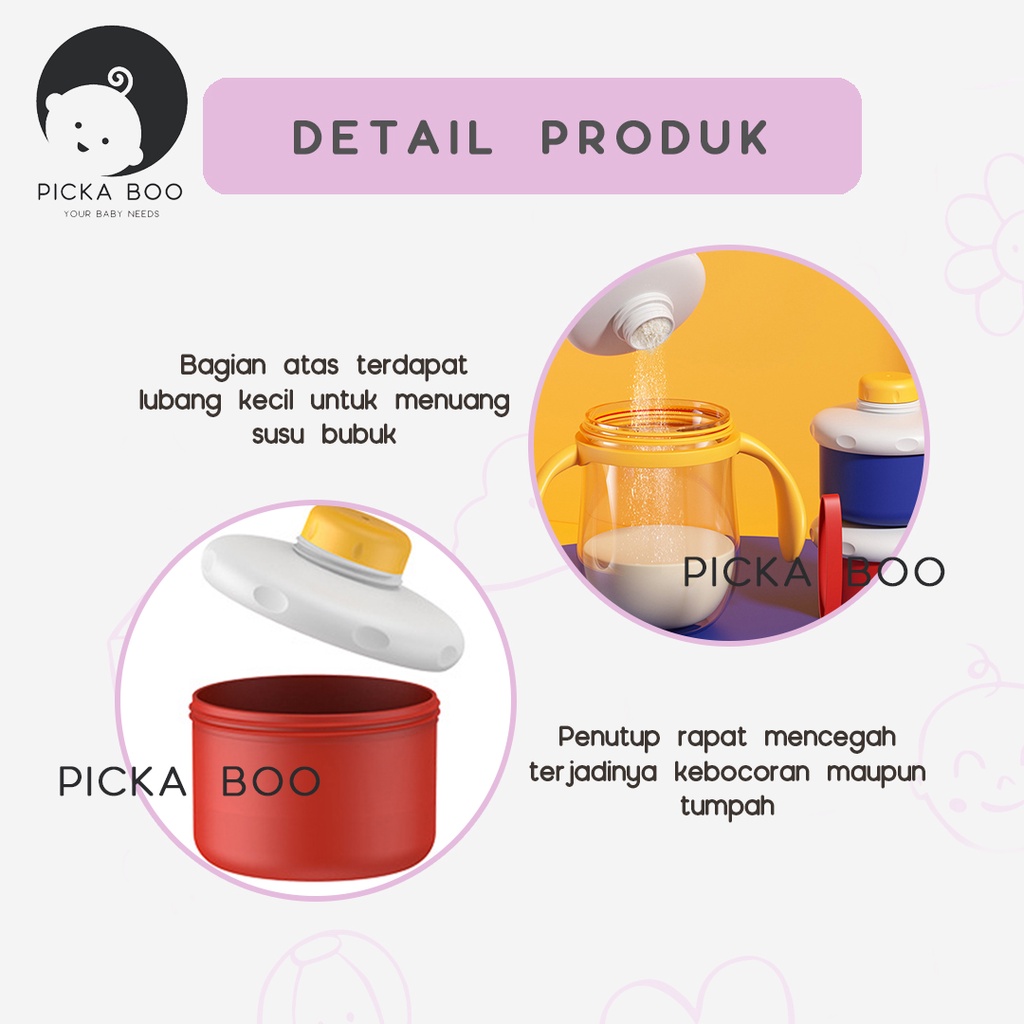 PICKA BOO Dispenser Susu Tempat Susu Bubuk Traveling 3 Susun