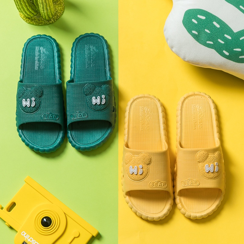 FY Sandal Slop Jelly Karet Couple Pria / Wanita Motif Hi-BEAR Timbul Simple Trendy