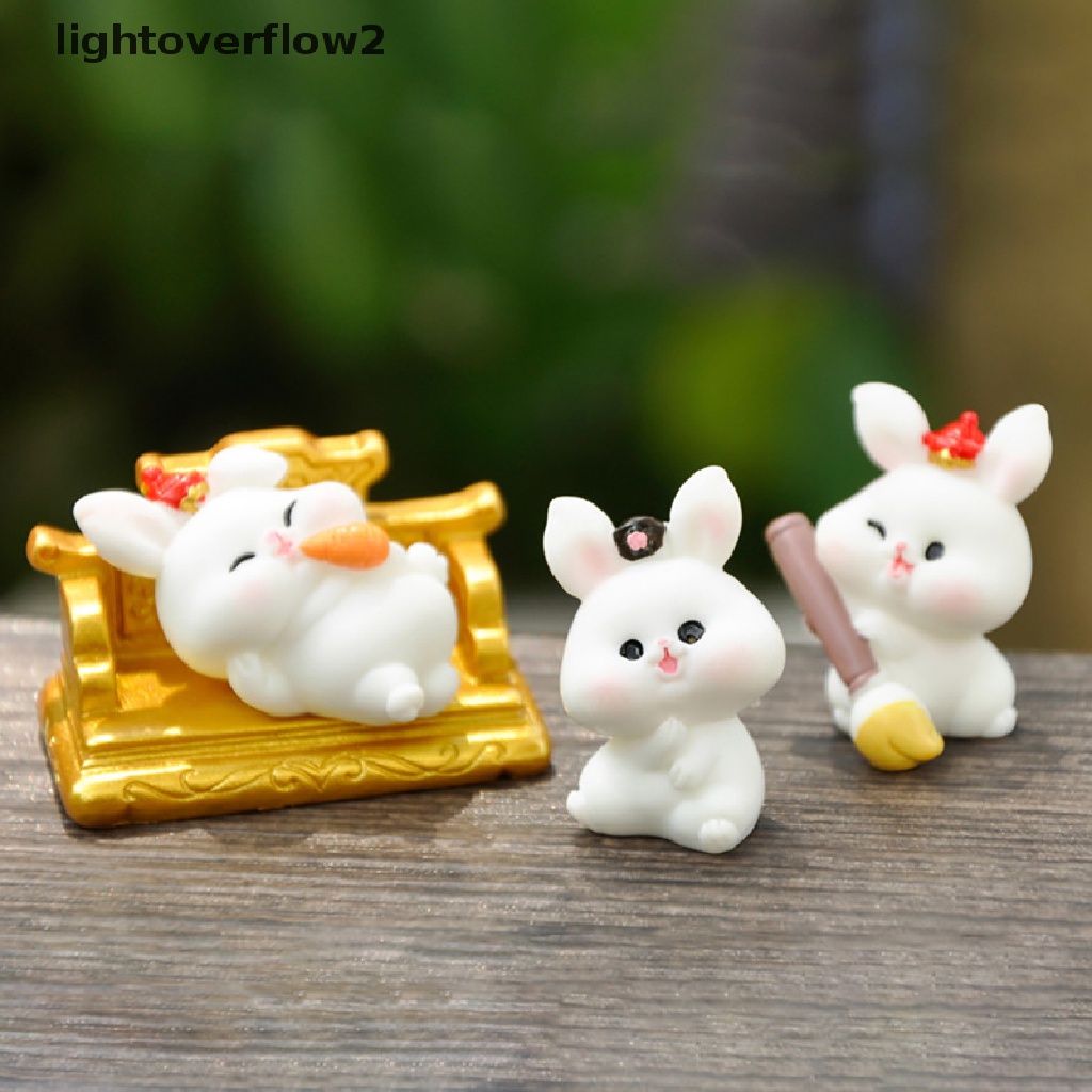 (lightoverflow2) 1pc Miniatur Kelinci Kartun Bahan Resin Untuk Dekorasi Taman Mini / Rumah (ID)