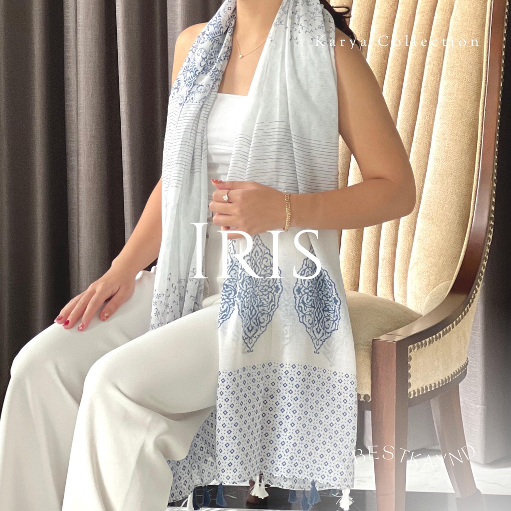 Iris Shawl Karya Collection | The Best Kaynd |  Premium Scarf Selendang Pashmina Syal Shawl Pasmina Hijab Kain Batik