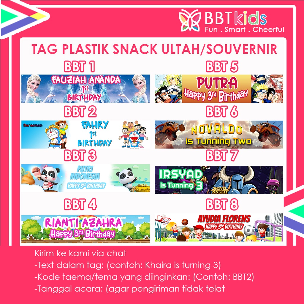 PLASTIK SNACK ULTAH ANAK MURAH PLASTIK SOUVERNIR MOTIF LABEL ULANG TAHUN HAMPERS LUCU