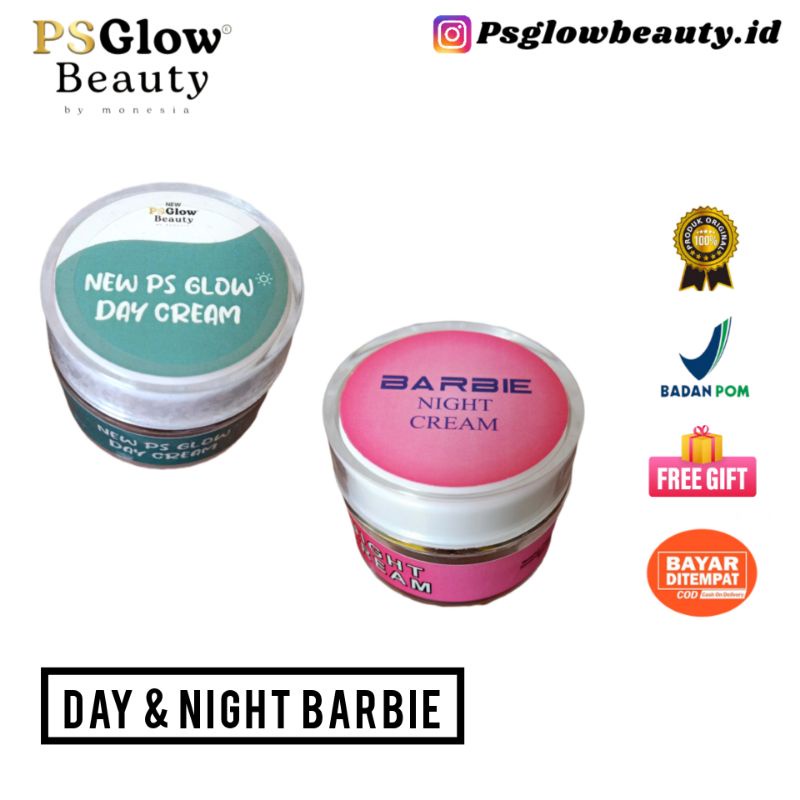 MONESIA PS GLOW || DAY & NIGHT BARBIE || CREAM SIANG MALAM BARBIE || SKINCARE BPOM || ORIGINAL