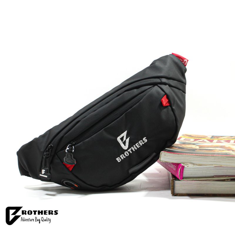 Tas Selempang Pria Wanita Waistbag Distro Anti Air Waterproof BROTHERS Tali Sablon