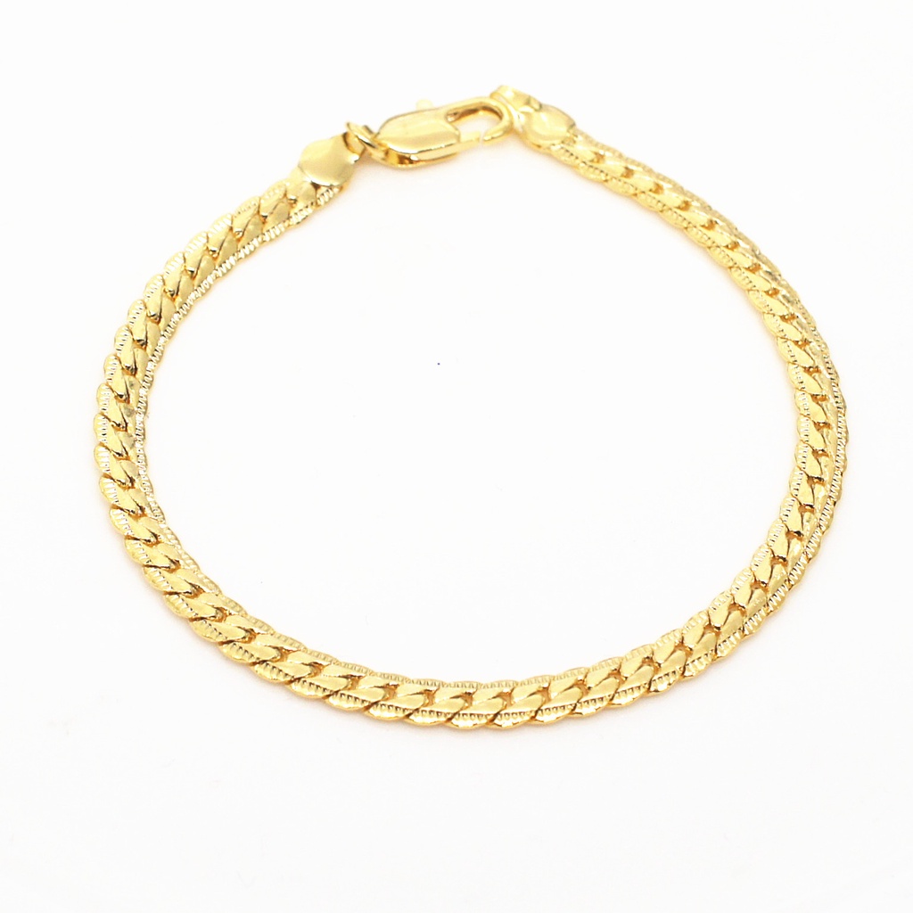 Goldkingdom Perhiasan Fashion Emas Asli Kadar 375 Bangkok Aksesoris Ready Stock DIY Hot Jual Butik Berlapis Emas 18K 5MM Gelang Datar