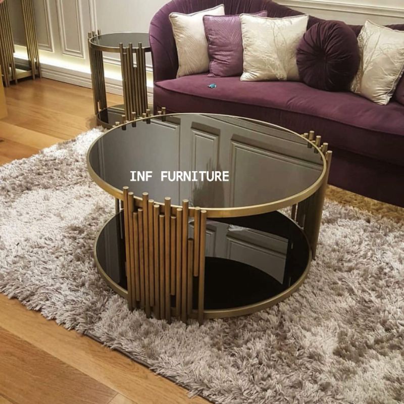 coffe table  besi mewah top kaca coffe table besi top kaca