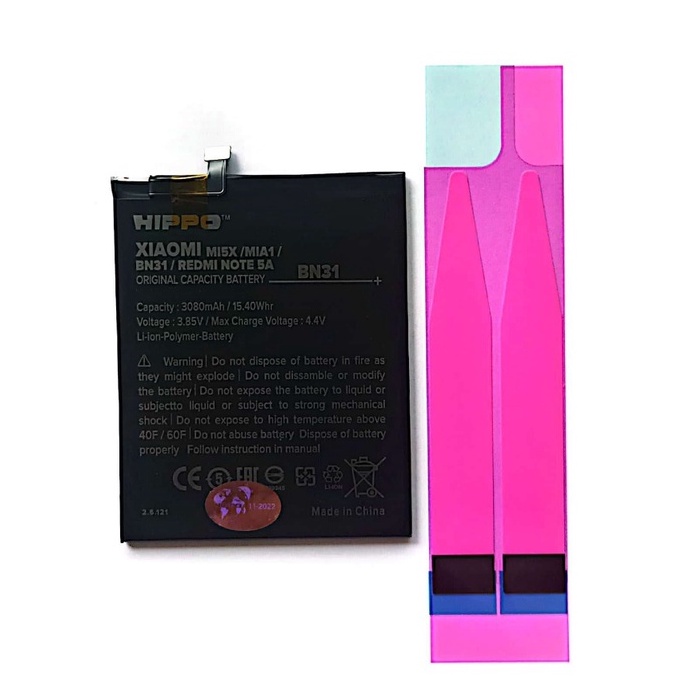 Baterai Hippo Xiaomi Redmi Note 5A - 5A PRIME Mi5X MiA1 S2 Y1 Lite Bn31 3080 mAh Garansi Resmi