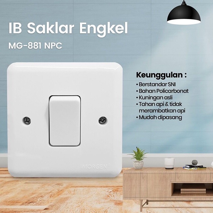 MORGEN B Series Saklar Engkel Seri Stop Kontak Arde IB Tanam Tembok Rumah Warna Putih Susu Inbow Sakelar Pencet Colokan 1 Gang Switch Single Dobel Bahan Kuat &amp; Berkualitas Standar SNI Termurah Best Seller