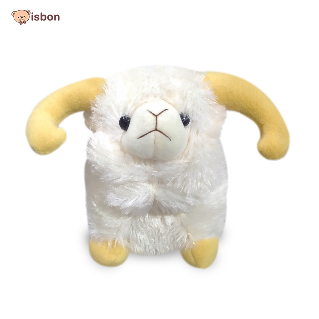 Boneka domba tanduk cream bulu panjang bahan premium-istana boneka