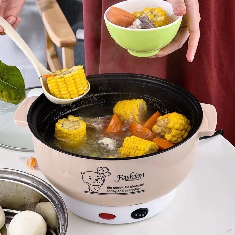 panci Listrik Portabel Multifungsi Penanak Nasi Non-Lengket Penanak Nasi Penanak Nasi Mini Portabel Penanak Nasi Penggorengan