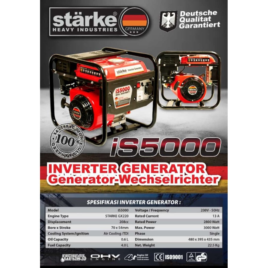 Genset Starke Inverter Generator is5000 2800 Watt Max 3000 Watt