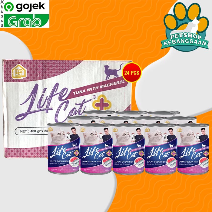 GOSEND Makanan Kucing Life cat Plus Wet Food Kaleng Dus 24Pcs 400gr