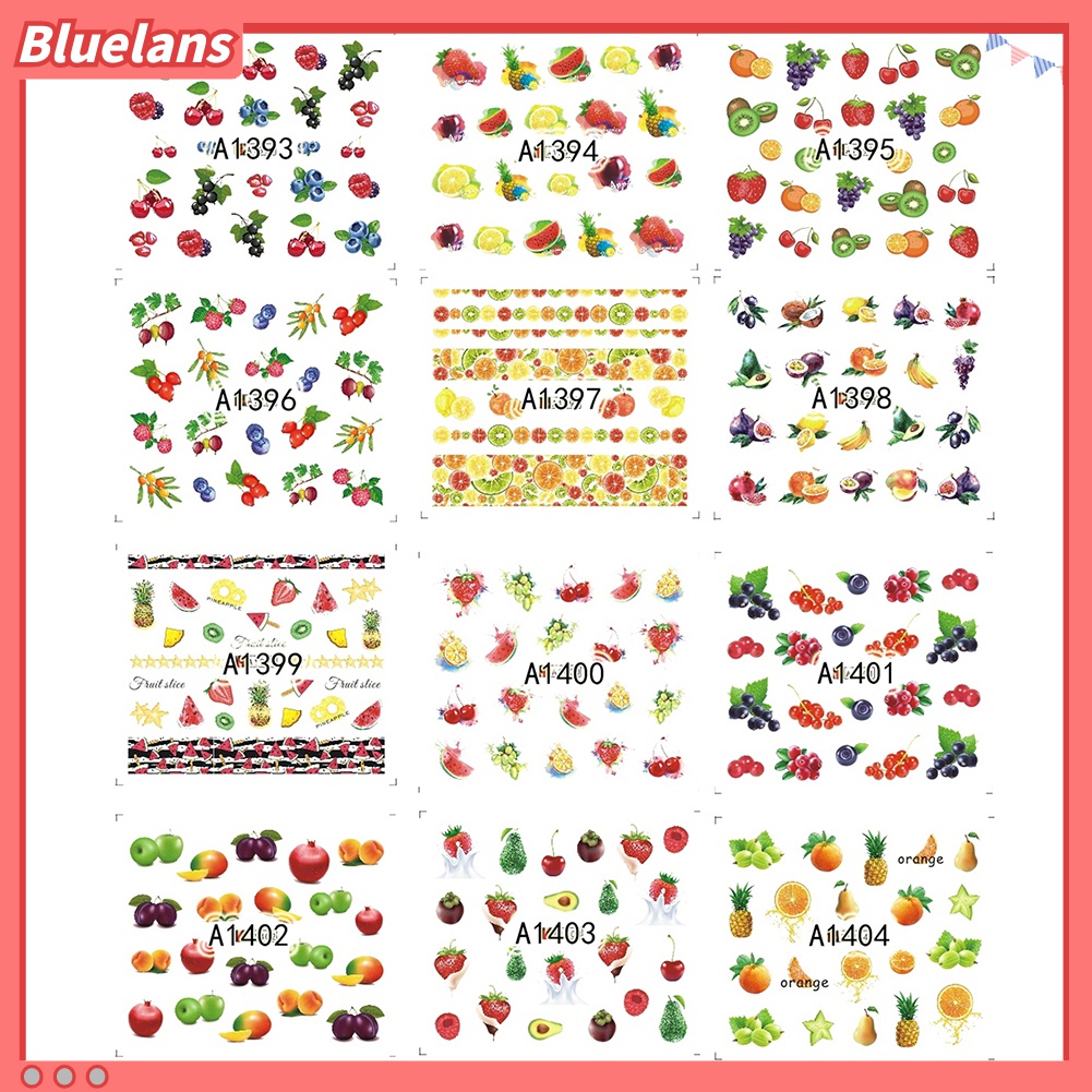 (In Stock) Kacamata Hitam Lensa Warna Warni ♡Stiker Decal Motif Buah Untuk Dekorasi Nail Art DIY