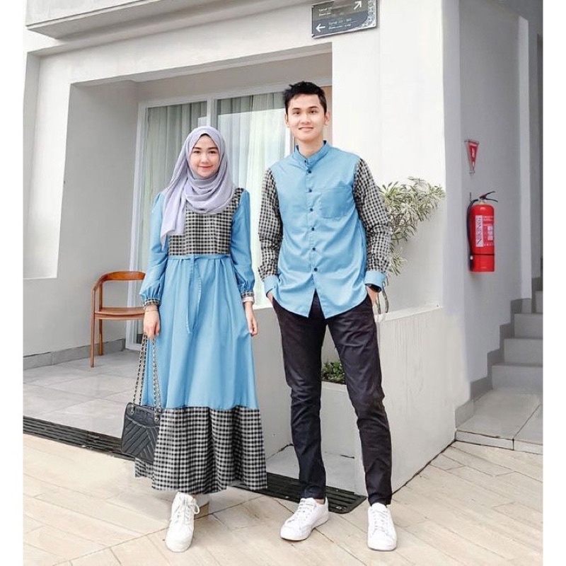 Baju Couple Muslim Pria wanita Good Quality / Baju Couple Lebaran simple korean style / Baju pasanga