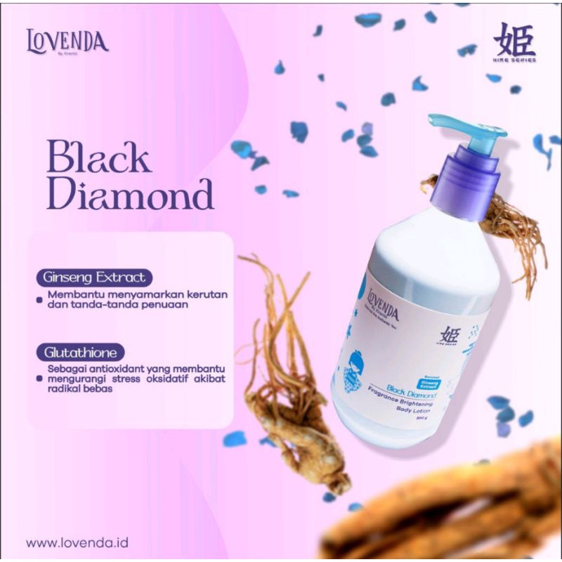 LOVENDA HIME BLACK DIAMOND GINSENG EXTRACT FRAGRANCE BRIGHTENING BODY LOTION 300ML