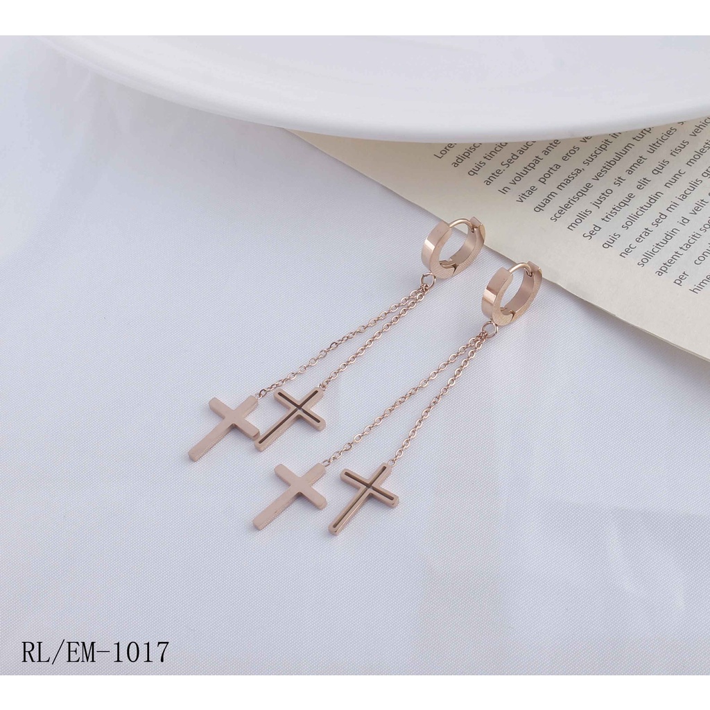 Anting Titanium Panjang (6-8cm) Perhiasan Fashion 8215/1017