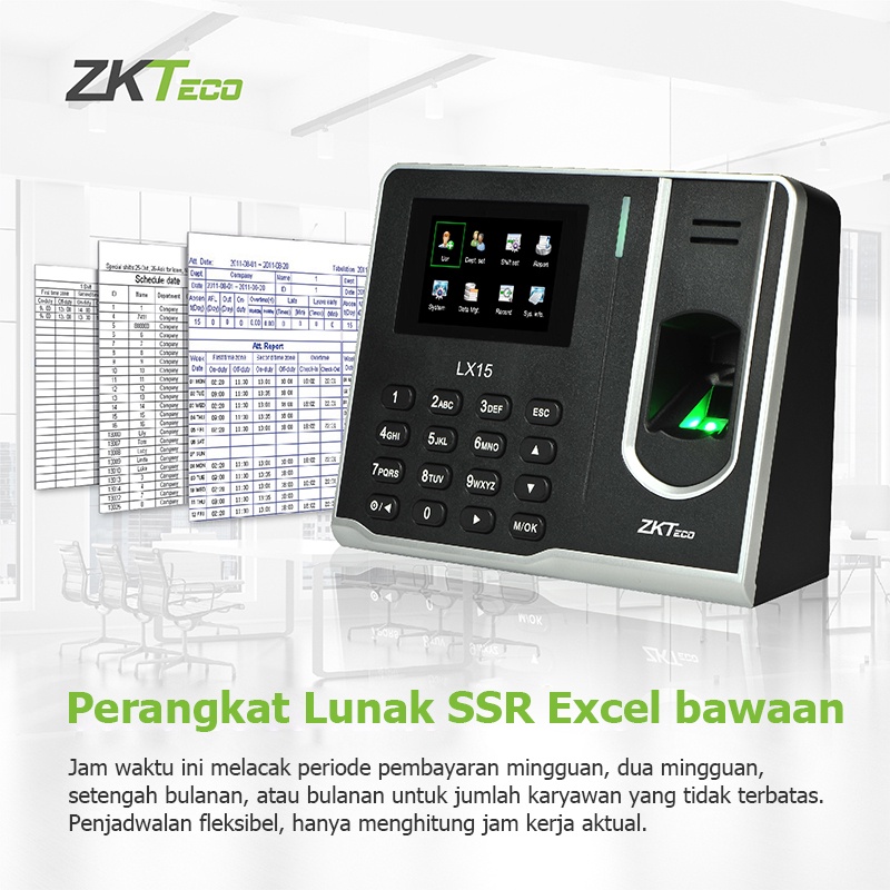 ZKTeco Mesin Absen Sidik Jari LX15 Bahasa Indonesia Finger print Mesin Absensi Penempatan Mesin Di Meja/Di Dinding