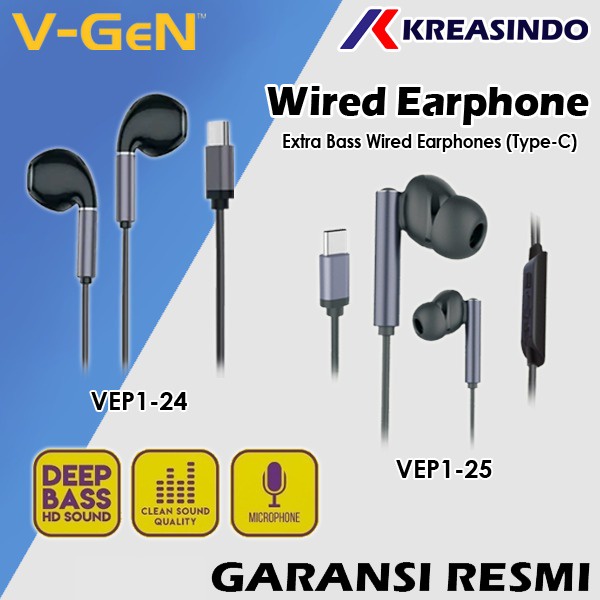 VGEN V-GeN VEP1-24 / VEP1-25 Earphone Headset Type C Deep Bass Stereo