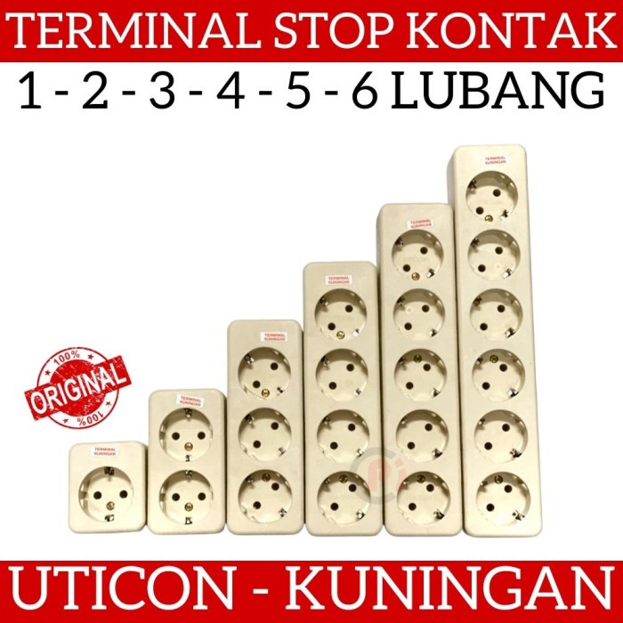 UTICON Stop Kontak Terminal Listrik 1 2 3 4 5 6 Lubang SNI Kuningan