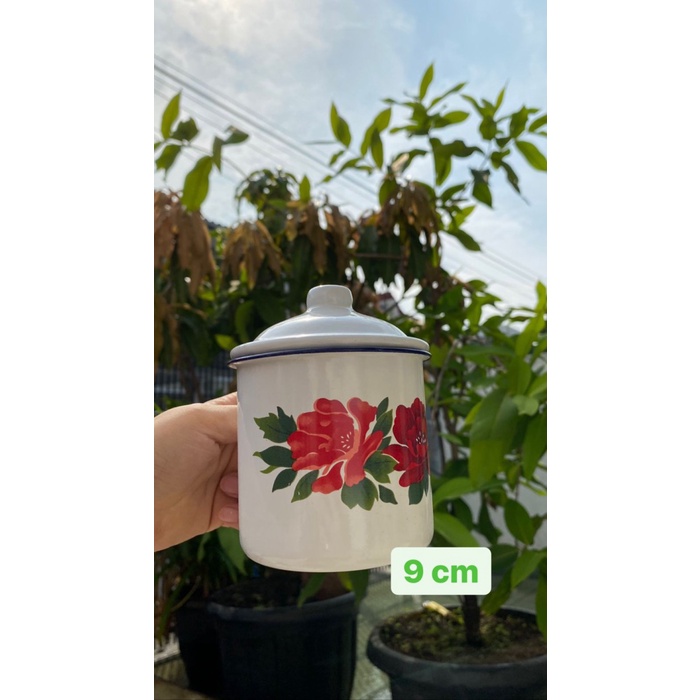 Mug Enamel MOTIF BUNGA ukuran 7 cm. 10cm, 12 cm,