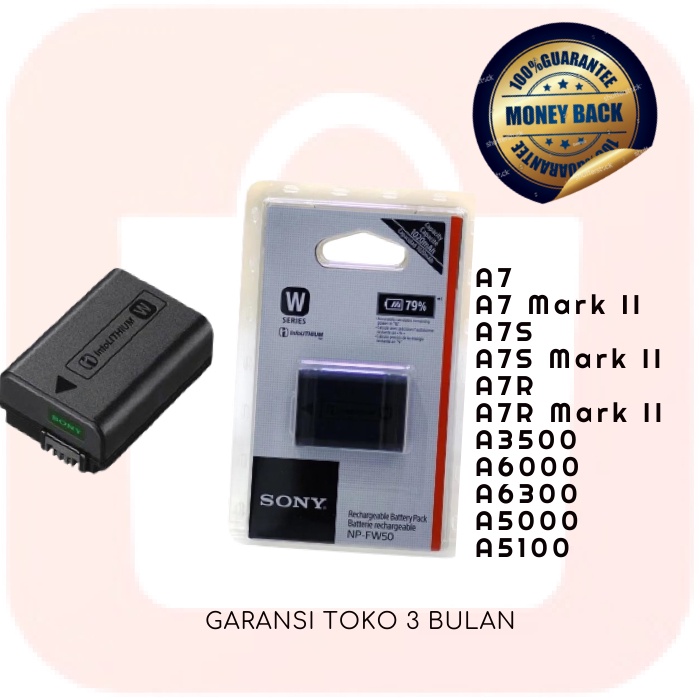 BATERAI ORI / BATERAI SONY NP FW50 FOR A7, A7 Mark II, A7S, A7S Mark II, A7R, A7R Mark II, A3500, A6