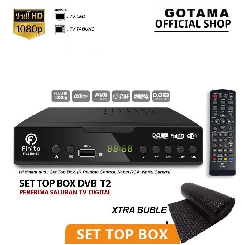 Set Top Box Digital Finito Plat Besi Anti Panas Bisa Youtube Sudah Sertifikat KOMINFO Dan Sudah SNI, Gambar FULL HD Bisa Tv Tabung Merk Apapun